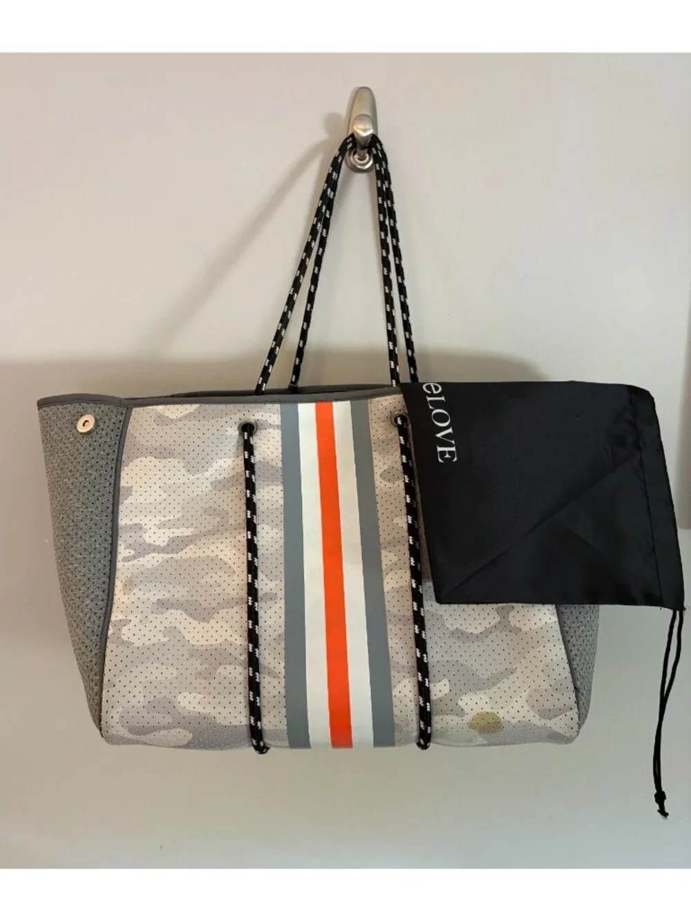 Prenelove Kingston Large Tote Gray Camo Neoprene Bag Zip Pouch Dust Bag